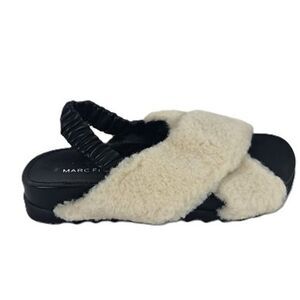 Marc Fisher Faux Fur Crisscross Slingback Sandals JIVIN 2 Size 6 NWOT